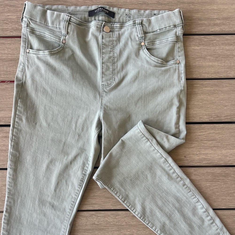 Liverpool Los Angeles Gia Glider Ankle Skinny Jeans Soft Sage Green Women’s